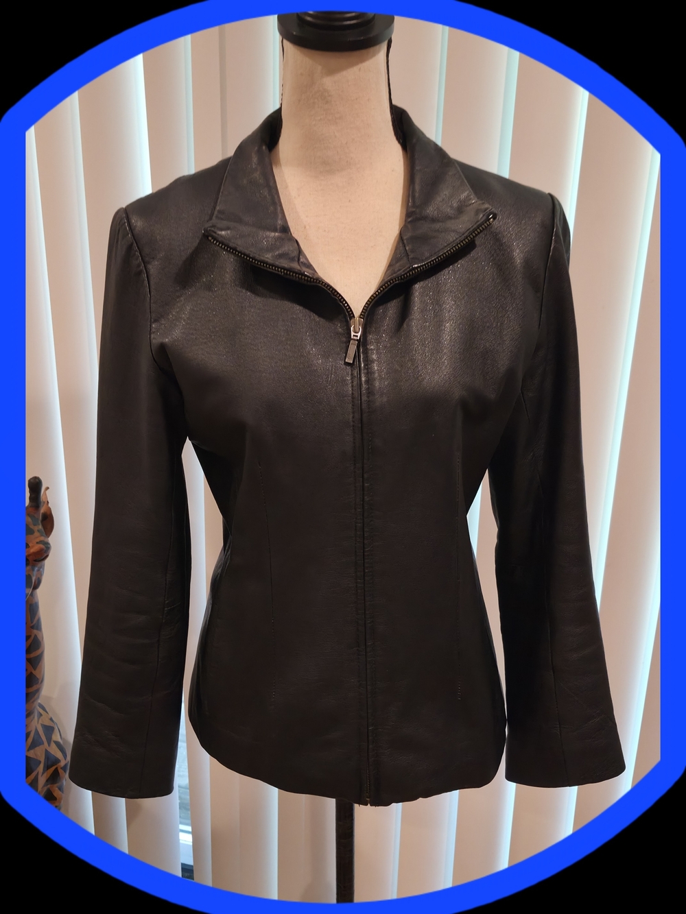 bagatelle Vintage Black Leather Zip-Front &  Lined Moto/Western Jacket